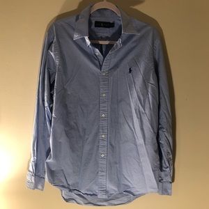 Ralph Lauren - Men’s Button Down Shirt - Blue and White - Size Large